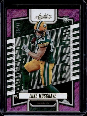 2023 Absolute Luke Musgrave RC Purple Rain Rookie #5/10 Packers - Image 1 of 2