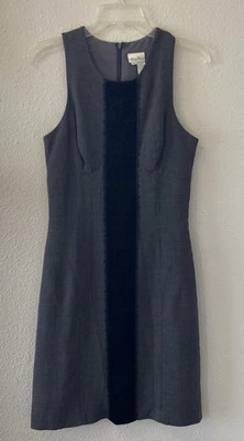 Vestido Tracey Reese Vintage Años 90 Cambio Talla 6 Mezcla Lana Gris Terciopelo Detalle Elegante Foto 1 de 4