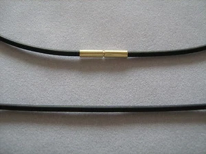 schwarze Kautschuk Kette 585er Gold Bajonettverschluss 2 mm stark jede Länge - Bild 1 von 1