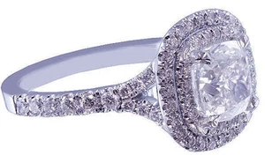 14K Weißgold Cushion Cut Diamant Verlobungsring Krappen Set Split Band 2,30ct - Bild 1 von 11