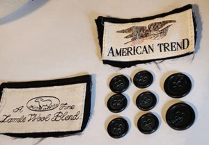 8 Vintage American Trend 4 Loch Knöpfe Ersatz schwarz marmoriert Harz Kunststoff Anzug - Bild 1 von 2