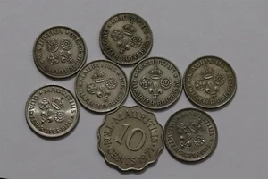 🧭 🇲🇺 MAURITIUS 1/4 RUPEE + 10 CENTS OLD COINS LOT B63 #7 GGG34 - Picture 1 of 2