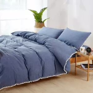 Pom blu set biancheria da letto biancheria da letto Queen Comforter doppio set piumone completo Queen King - Foto 1 di 3