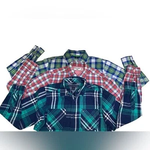 Boy’s Plaid Button down Shirts Bundle of 3 - Blue, Red, Green Sizes 8 thru 10 - Picture 1 of 14
