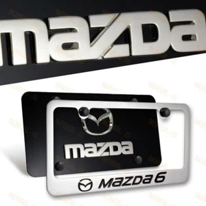 2pcs MAZDA 6 Gloss Black Stainless Steel License Plate Frame - Front & Back 3D - Picture 1 of 9