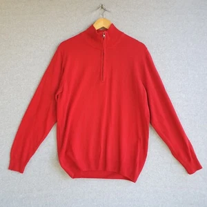 Ezio Corsi Jumper Mens Sz Large/40 Red Cashmere Wool Silk Blend Zip Neck Knit - Picture 1 of 7