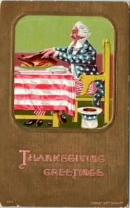 Cartolina Ringraziamento 1900 P. Sanders patriottico zio Sam bandiera americana Turchia - Foto 1 di 2