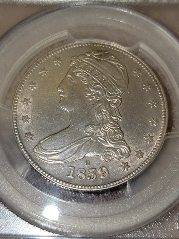 1839-O Capped Bust Half Dollar Very Rare PCGS AU+++/Slider UNC! Cover