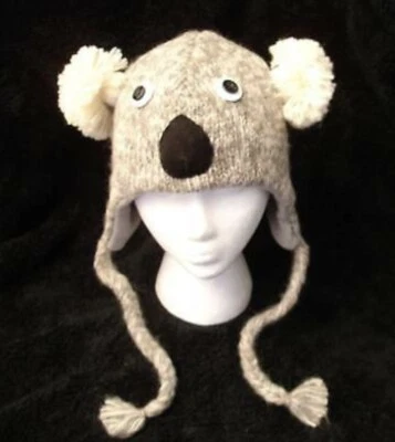 deLux SOMBRERO KOALA Tejido Forrado Disfraz ADULTO Niño Gris Hecho a Mano Toque Animal Foto 1 de 4
