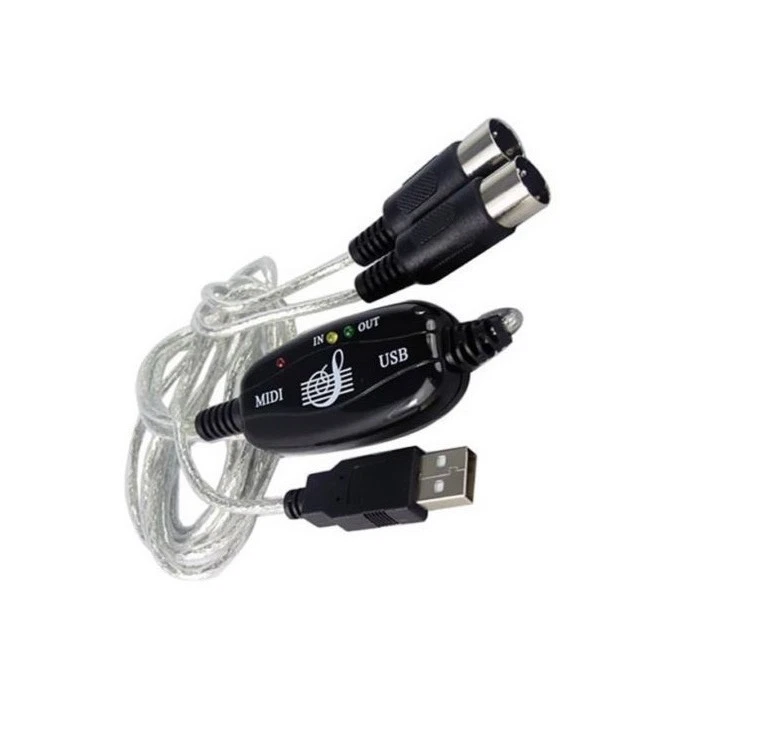 MIDI USB IN-OUT Interface Cable Cord Converter PC to Music Keyboard Adapter - Image 1 of 1