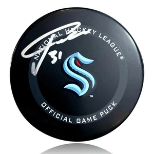 Philipp Grubauer Autografato Seattle Kraken Ufficiale Puck Fanatics COA Firmato - Foto 1 di 2