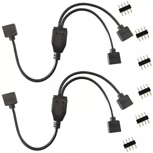 2 Pack 4 Pin LED Splitter Cable RGB LED Strip 2-Way Splitter DC Power Adapter - Picture 1 of 5