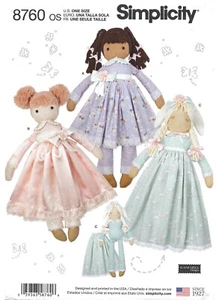 Simplicity 8760 Soft 25" Cloth Dolls & Clothes UNCUT Pattern Elaine Heigl Design - Picture 1 of 3