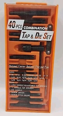 40-Piece Tap and Die Set Steel,~ Vintage Missing 1 Piece. See Photo - Imagem 1 de 4