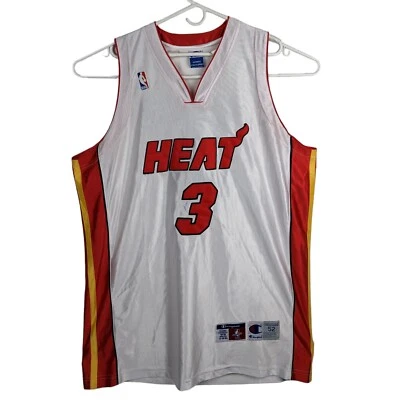 Champion Dwayne Wade #3 Miami Heat NBA Basketball Stitched Jersey Men's Size 52 - Image 1 of 4