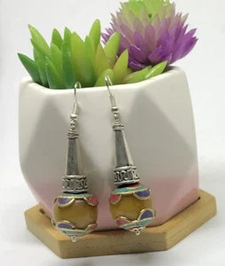 Pendientes Lapislázuli Coral Turquesa Vintage Hechos a Mano Bohemio Tibetano Plata Oxidada - Imagen 1 de 9