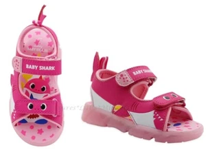 Baby Shark LIGHT UP Girl Sandals Shoes Size 9 10 11 Toddler Summer Pink Fong NWT - Picture 1 of 7
