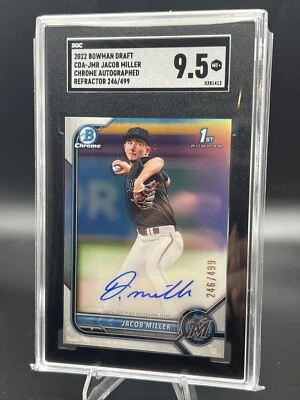 2022 Bowman Draft 1st Bowman Refractor Auto /499 Jacob Miller Miami SGC 9.5 - Image 1 of 3