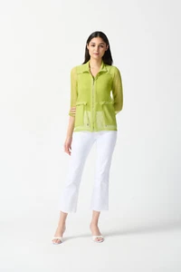 Joseph Ribkoff Key Lime Mesh Zip Up Cardigan 242102 Size UK 24 RRP £325.00 - Picture 1 of 4