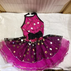 Weissman Curtain Call Costume Child Jazz/Tap Dance Pink 1pc halter w/bow Sz CME - Bild 1 von 15