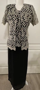 Vintage CLARA formelles Kleid lang 51"" schwarz und Spitze Gold Mutter der Braut Kleid - Bild 1 von 12