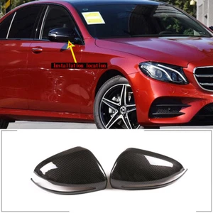 RHD Carbon ABS Side View Mirror Cover Trim For Benz W205 AMG A B C E S GLA 16-20 - Picture 1 of 8