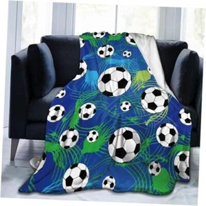 Sport Football and Soccer Ball Throw Blanket Ultra Soft 60"x50" Football #02 - Picture 1 of 8