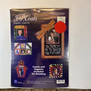 J & P Coats Plastic Canvas Kit School Days 28099 5 Frames NEW - Picture 1 of 3