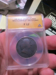 Britain - 1790 Half Penny Token - Charles Roe - Macclesfield Works - ANACS F12 - Picture 1 of 3