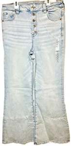 American Eagle Women’s Super High Rise Flare Jeans Light Wash 18 NWT (CM-46/47) - Picture 1 of 4