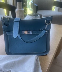 Auth.Hermès Hermes Jypsiere shoulder bag in blue jean togo leather - Picture 1 of 16