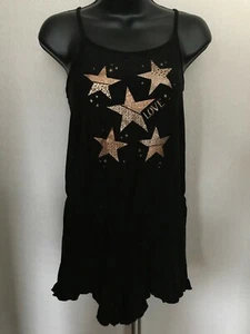 Epic Threads Girls Black / Golden Stars Print Shorts Jumpsuit Romper Size XL  - Picture 1 of 5