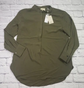 Elie Tahari Womens Army Green Hidden Buttons Long Sleeve Blouse Size S/P - Picture 1 of 8