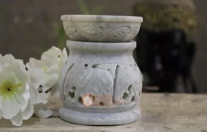 Bruciatore a olio aroma pietra di sapone naturale fatto a mano arte elefante arredamento casa regalo - Foto 1 di 9