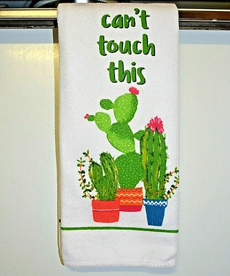 New Set of 2 Microfiber Kitchen Towels Cactus Plant Theme “Can’t Touch This”  - Image 1 of 4