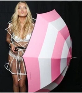 Victoria's Secret Umbrella Parasol Iconic Signature Pink Stripe NWT - Picture 1 of 6