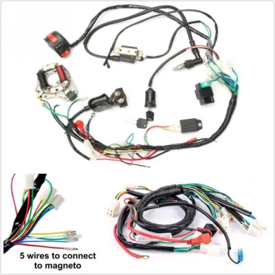 Un juego de arnés de cables eléctrico ATV CDI kit de cableado del estator para 50cc 70cc 90cc 110cc Foto 1 de 4