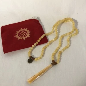 Gelbe Jade geknotet Mala Gebetsperlen, Yoga, Meditation, Aum Om Charm & Beutel - Bild 1 von 7