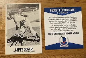 Lefty Gomez Signed Autographed 1979 TCMA Renata Galasso Card 76 Beckett BAS Cert - Picture 1 of 1