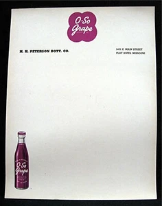 Carta intestata O So Grape Peterson Bottling Co fiume piatto Mo vecchia inutilizzata dist stock - Foto 1 di 3