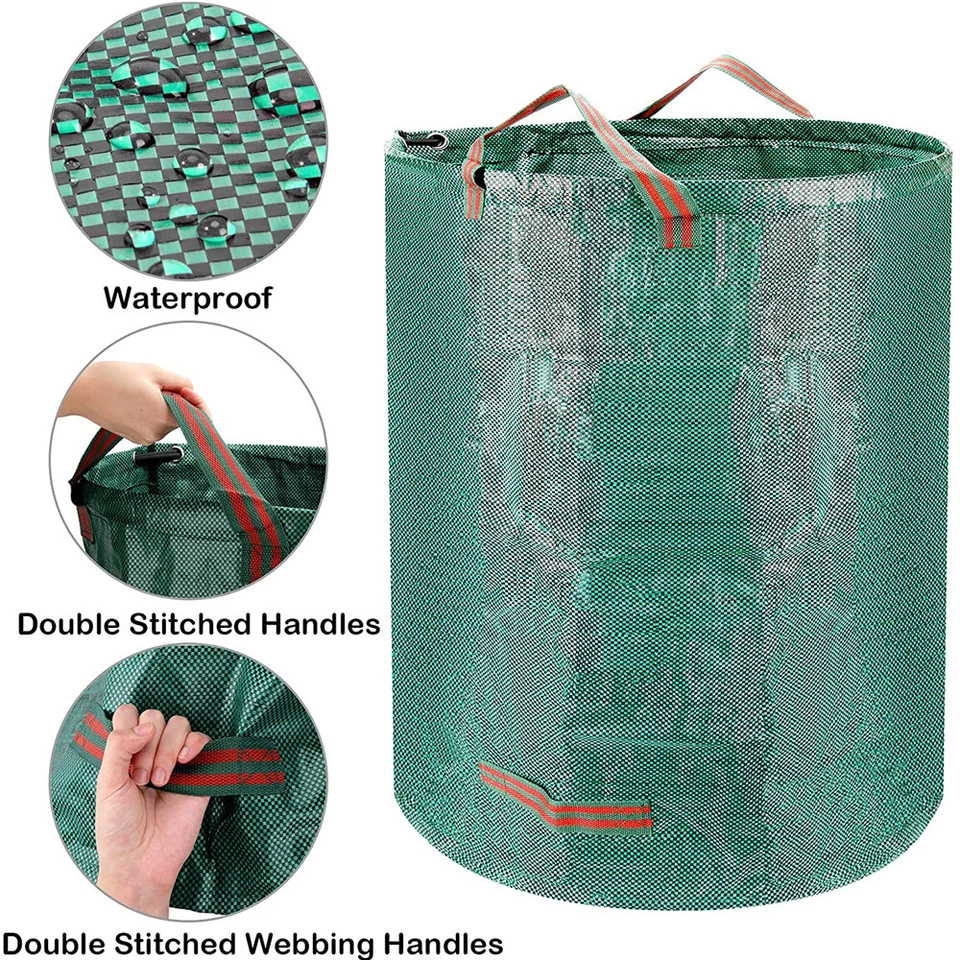 72 Gallon Reusable Garden Waste Bags Waterproof Leaf Lawn Trash Bags US - Image 1 of 4