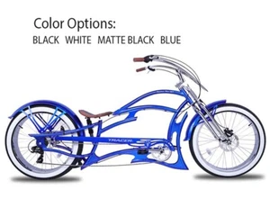 Raider Pro 26" Fat Tires 7 Speed Oversized Steel F&R Disc Brakes Chopper Bike - Picture 1 of 17
