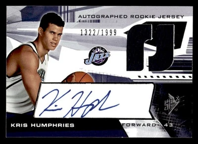 Camiseta autógrafa Kris Humphries 2004-05 SPx RC #/1999 #133 Utah Jazz ESE Foto 1 de 2