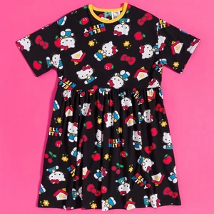 Offizielles Sanrio Hello Kitty klassisches schwarzes Hängerkleid mit Allover-Druck - Bild 1 von 4