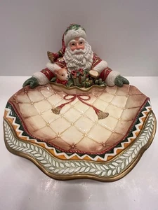 Fitz And floyd Holiday Home Santa Server Hand-Painted Ceramic Server Dish 40 Oz! - Picture 1 of 16
