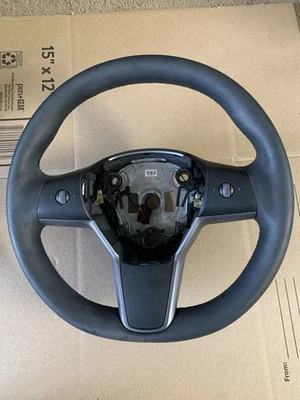 OEM 2017-2023 Tesla Model 3 Y Steering Wheel Leather Heated 1490214-00-B - Image 1 of 4