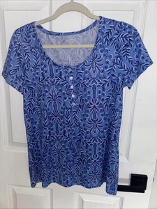 Lilly Pulitzer T-Shirt Damen Small Blau Kurzarm Schlafshirt Pyjama Oberteil - Bild 1 von 5