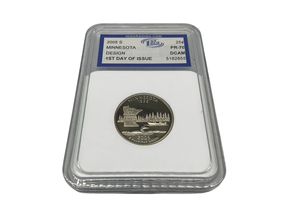 Minnesota 2005 S State Quarter  IGS Graded 1st Day Issue PR-70 Perfect Rating - Image 1 of 4