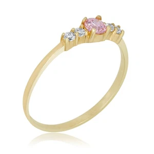 AVORA 10K Yellow Gold 0.17 CTTW Five-stone Pink Cubic Zirconia CZ Ring, Size 3 - Picture 1 of 5