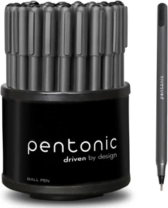 Pentonic Ballpoint Pens in Pen Organizer, Bulk 50 Count, Black Ink, 1.0 Mm Mediu - Picture 1 of 12